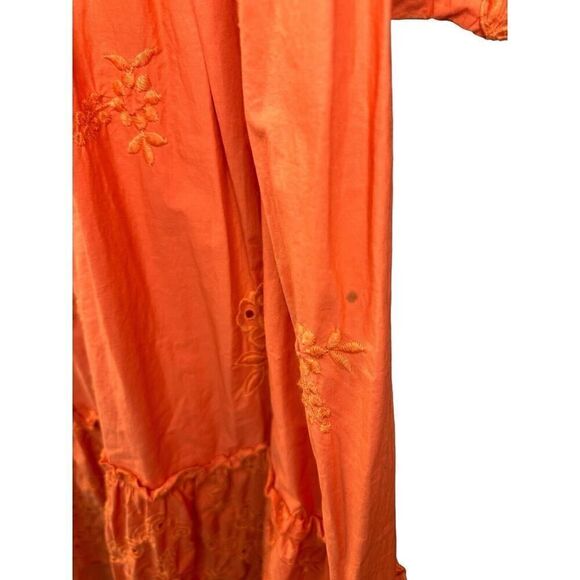 ZARA WOMAN OPENWORK EMBROIDERED MIDI DRESS ORANGE Size XS - 7521/117 BoHo - Picture 10 of 16
